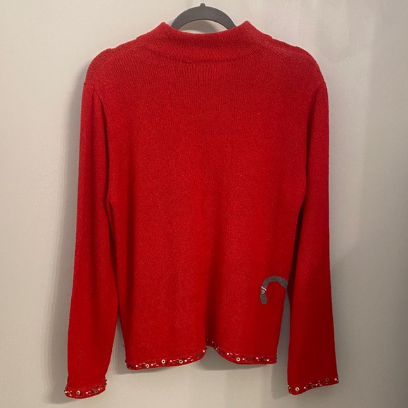 Coldwater Creek Vibrant Red Cat Design Cardigan - Picture 5 of 6